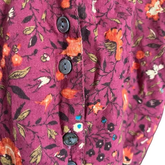 Sundance Dorthea Bloom Top Ruffle Puff Sleeve Button Down Floral Blouse XS - Picture 6 of 11